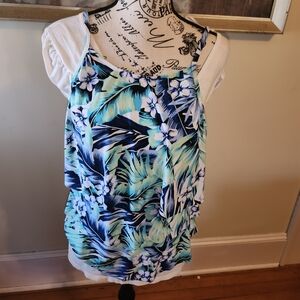 Tropical Blue Floral Women's Swim Top